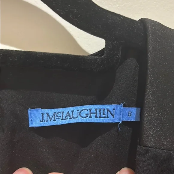 J. McLaughlin Classic Black Sleeveless Jumpsuit with Waist Tie and tuxedo stripe - Picture 2 of 5